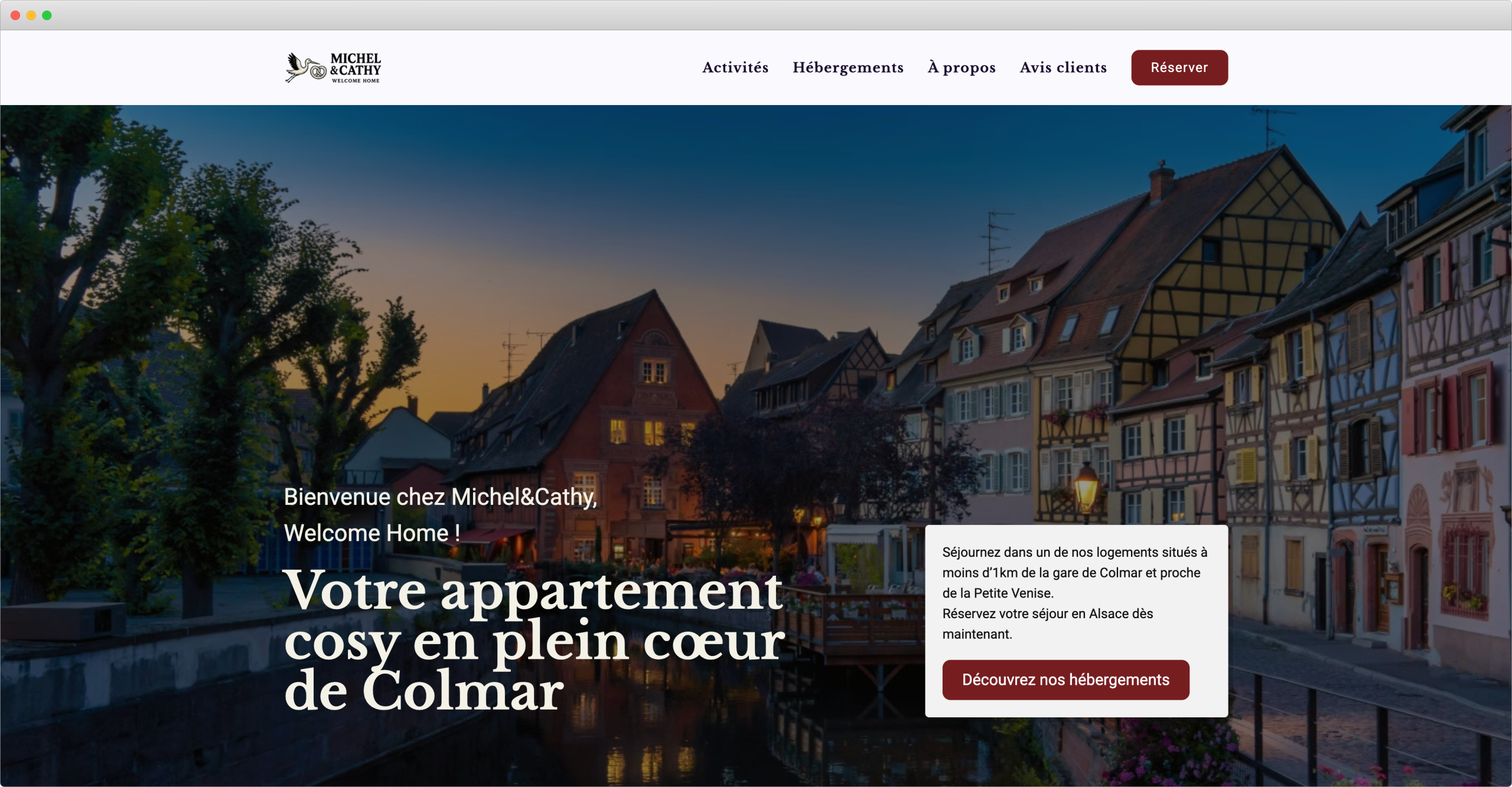 Le site internet des appartements touristiques de Michel&Cathy, créé par WPMarmite Start