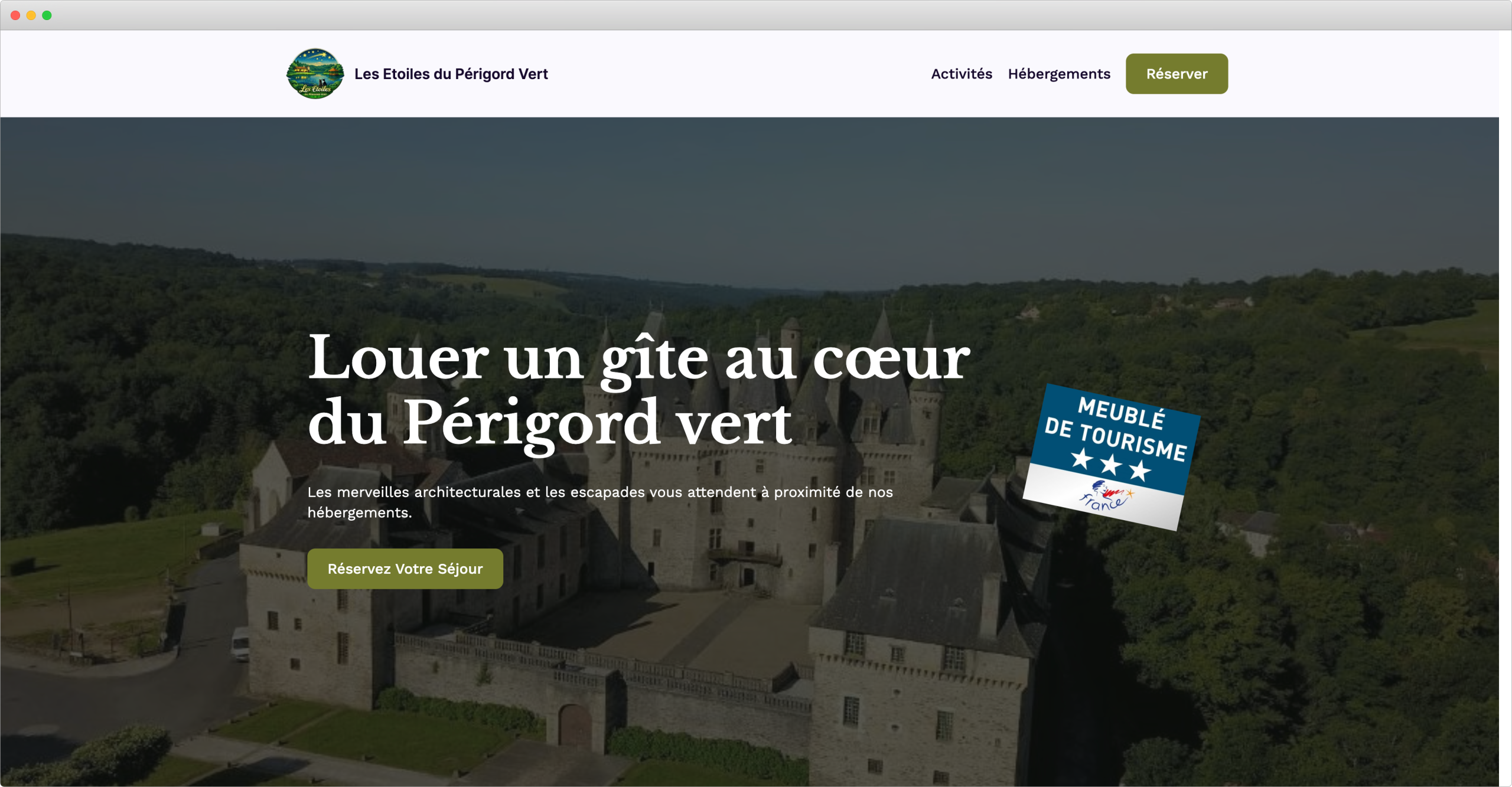 Le site internet du gîte Les Etoiles du Périgord Vert, créé par WPMarmite Start