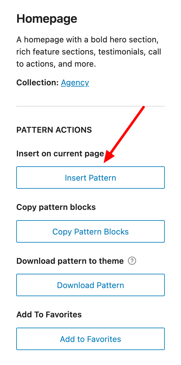Ajouter une composition de blocs WordPress dans une page à partir de la Ollie Pattern Library