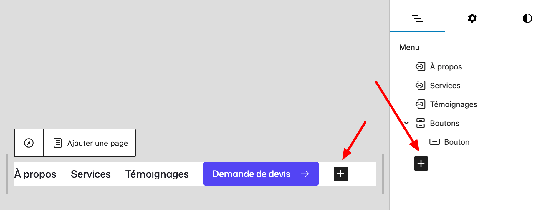 Ajouter une page au menu sur WordPress