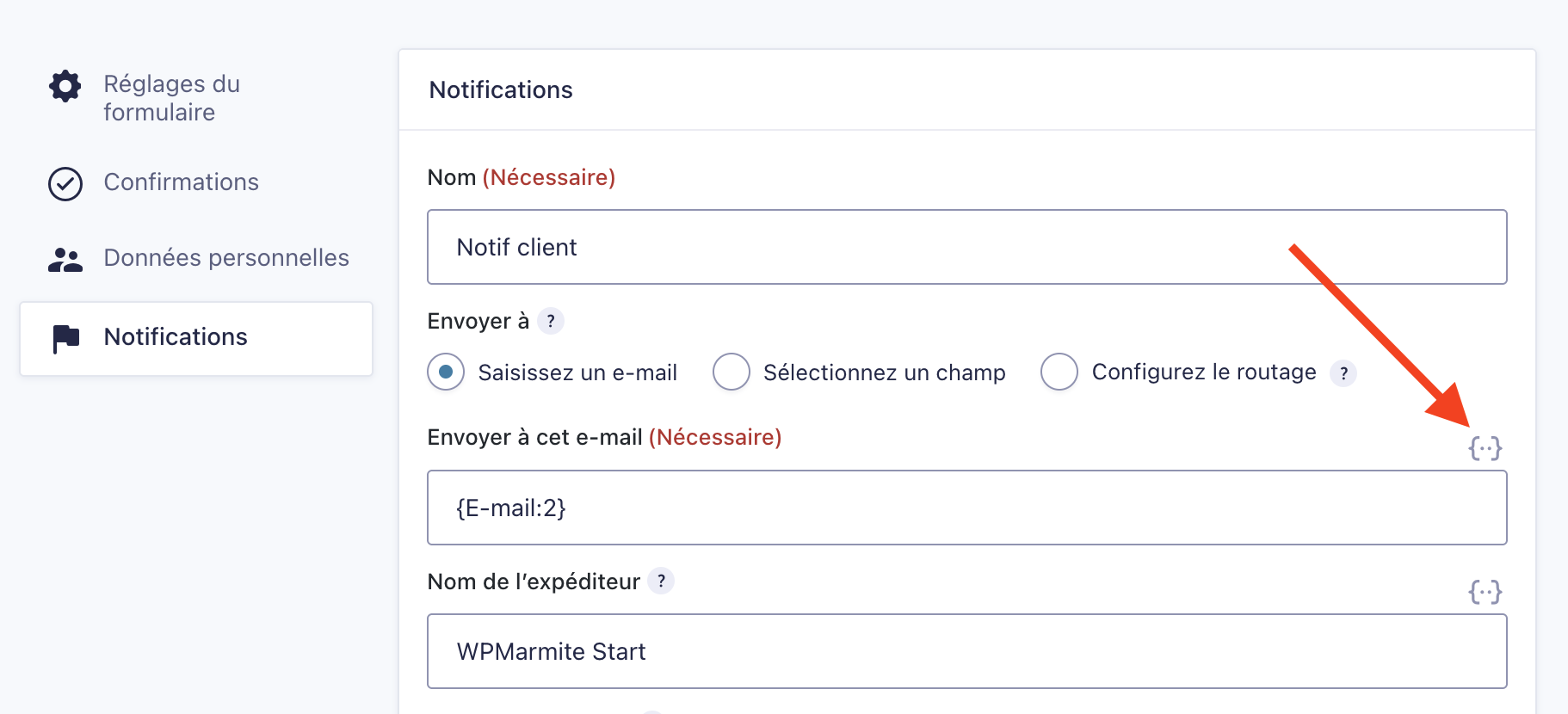 Récupérer des données clients dans une notification Gravity Forms
