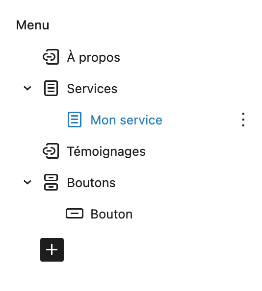 Créer une hiérarchie dans un menu de navigation