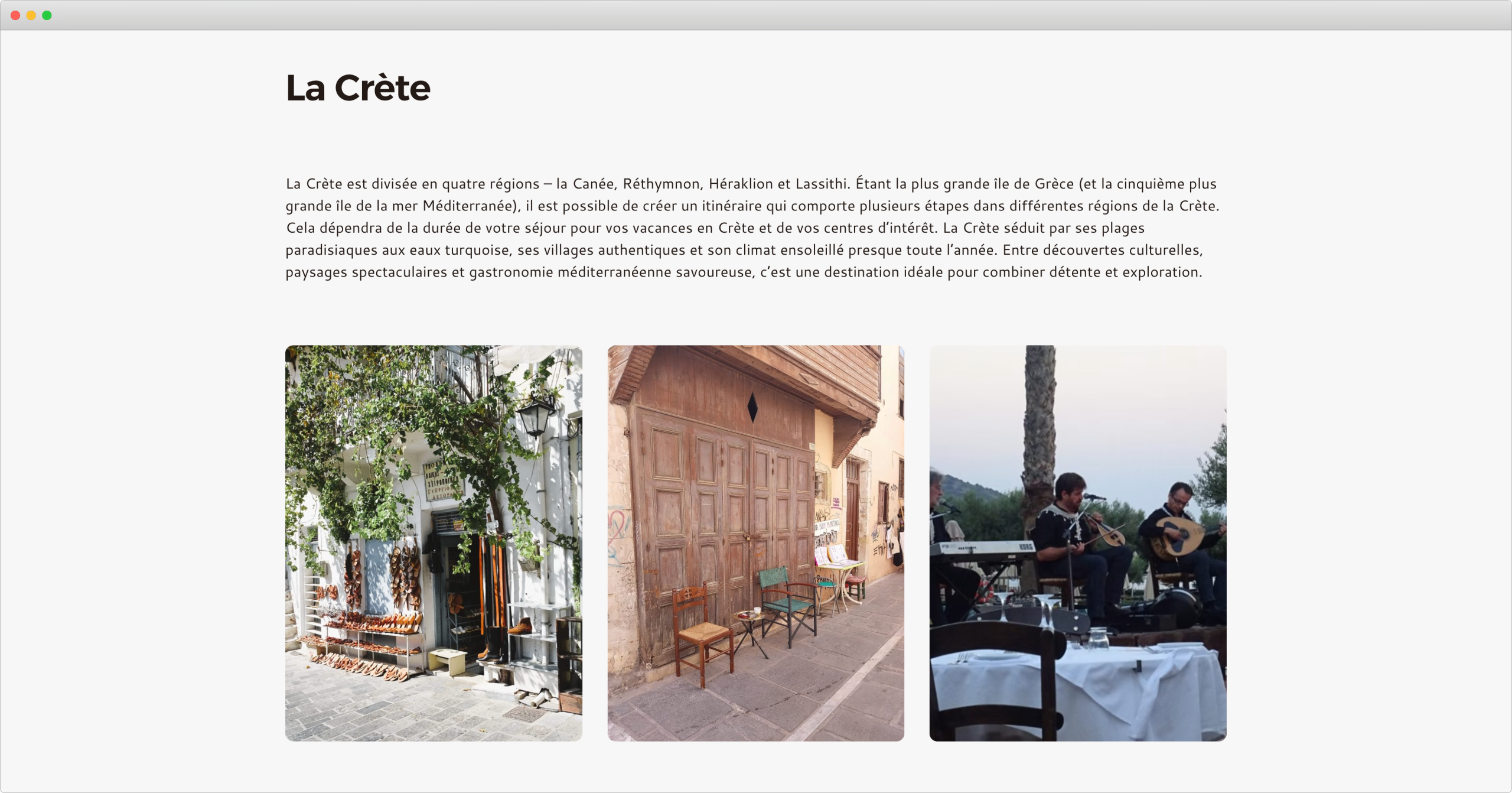 La page Destinations du site de Maison Philaé