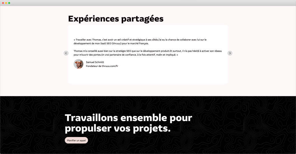 Le section Expériences du site de Thomas Meyer