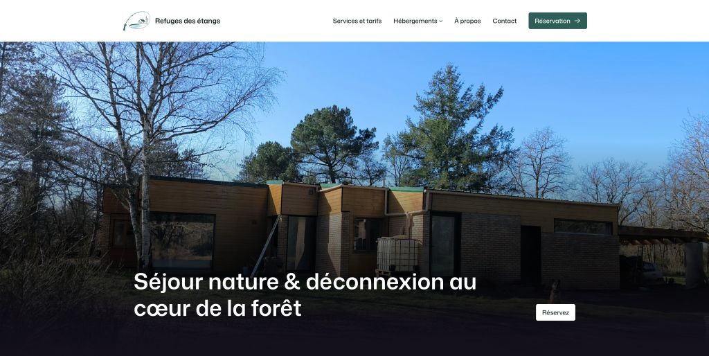 Le site internet de l'établissement Refuges des étangs, créé par WPMarmite Start